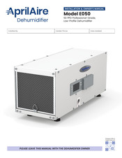 Aprilaire E050 Installation & Owner's Manual