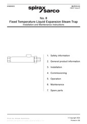 Spirax Sarco No. 8 Installation And Maintenance Instructions Manual