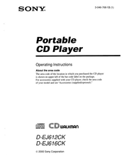 Sony D-EJ612CK - Portable Cd Player Operating Instructions Manual