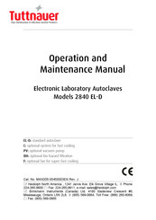 Tuttnauer 2840 EL-D Operation And Maintenance Manual