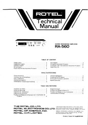 Rotel RA-560 Technical Manual