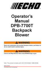 Echo DPB-7700T Operator's Manual