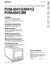 Sony Trinitron PVM-6041Q Operating Instructions Manual
