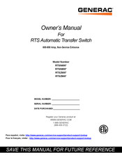 Generac Power Systems RTSZ600 Series Owner's Manual