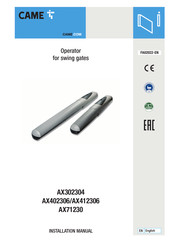 CAME 001ax412306 Installation Manual