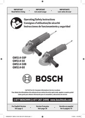 Bosch GWS14-50 Operating And Safety Instructions Manual