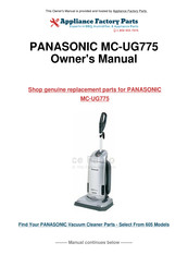 Panasonic MCUG775 - UPRIGHT VACUUM - MULTI LANGUAGE Owner's Manual