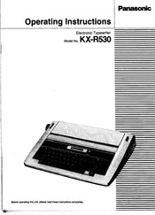 Panasonic KX-R530 - Electronic Typewriter Operating Instructions Manual
