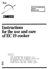Zanussi EC19 Instructions For The Use And Care
