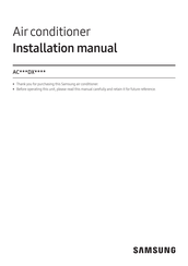 Samsung AC024DXSCCG Installation Manual