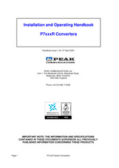 PEAK COMMUNICATIONS P7 R Series Installation And Operating Handbook