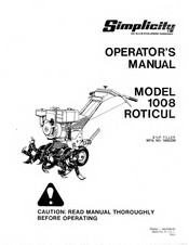 Simplicity System 1008 Operator's Manual