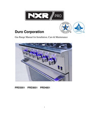 Duro NXR PRO PRD3051 Manual For Installation, Care & Maintenance