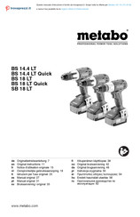 Metabo BS 14.4 LT Original Instructions Manual