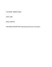 AMMCO 8000 Operating/Service Instructions Manual