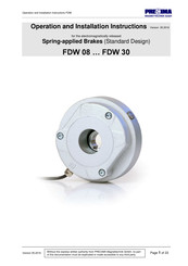 Precima FDW 08 Operation And Installation Instructions Manual