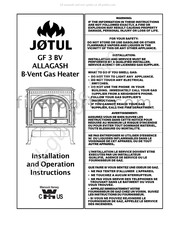 Jøtul GF 3 BV ALLAGASH Installation And Operation Instruction Manual