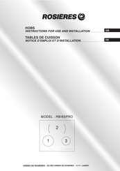 ROSIERES RBI65PRO Instructions For Use And Installation
