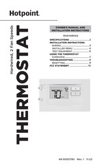 Hotpoint RAK148H2A Owner's Manual And Installation Instructions