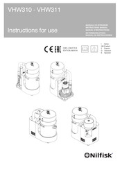 Nilfisk-Advance VHW310X Instructions For Use Manual