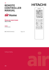 Hitachi airHome RC-AGU1EA0N Operation Manual