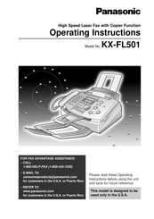 Panasonic KX-FL501-B Operating Instructions Manual