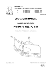 Pronar PU-1700 Operator's Manual