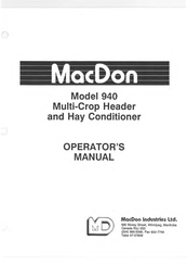 MacDon 940 Operator's Manual
