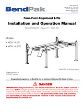 BendPak HDS-14LSXE Installation And Operation Manual