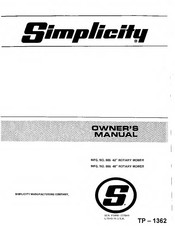 Simplicity 885 Owner's Manual