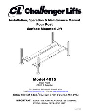 Challenger Lifts 4015 Installation, Operation & Maintenance Manual