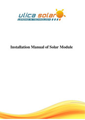 ULICA SOLAR UL-M-108BDGN Series Installation Manual