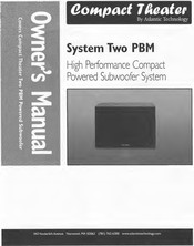 Atlantic Technology Compact Theater System Two PBM Owner's Manual