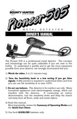 Bounty Hunter P505 Owner's Manual