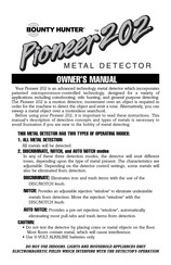 Bounty Hunter P202 Owner's Manual