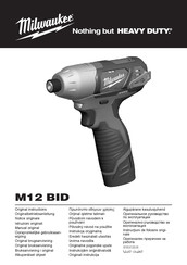 Milwaukee M12 BID Original Instructions Manual