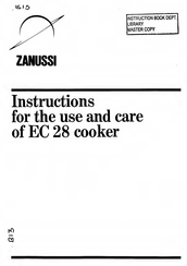 Zanussi EC28 Instructions For The Use And Care
