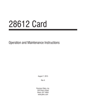 PRECISION FILTERS 28612 Operation And Maintenance Instruction