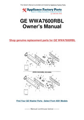 GE WWA7600RBL Use And Care Manual