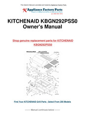 KitchenAid KBGN292PSS0 Installation Instructions And Use And Care Manual