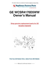 GE WCSR4170D5WW Owner's Manual