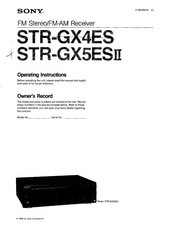 Sony STR-GX4ES Operating Instructions Manual