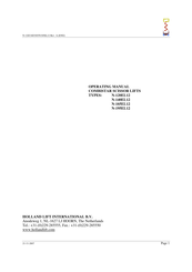 HOLLAND LIFT N-165EL12 Operating Manual