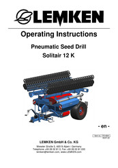 LEMKEN Solitair 12 K Operating Instructions Manual