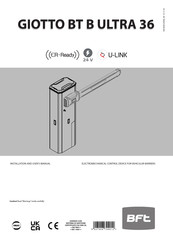 BFT GIOTTO BT B ULTRA 36 Installation And User Manual