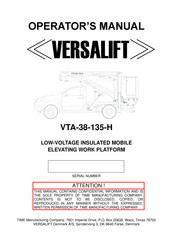 Versalift VTA-38-135-H Operator's Manual