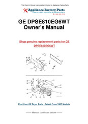 GE DPSE810EG6WT Owner's Manual
