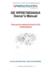 GE WPSE7003A0AA Owner's Manual