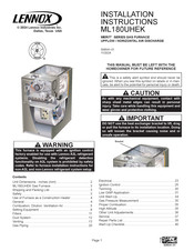 Lennox MERIT ML180UH070E36BK Installation Instructions Manual
