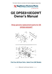 GE Profile DPSE810EG0WT Owner's Manual